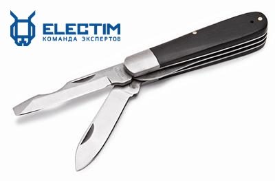 Нож электрика монтерский малый складной с прямым лезвием и отверткой НМ