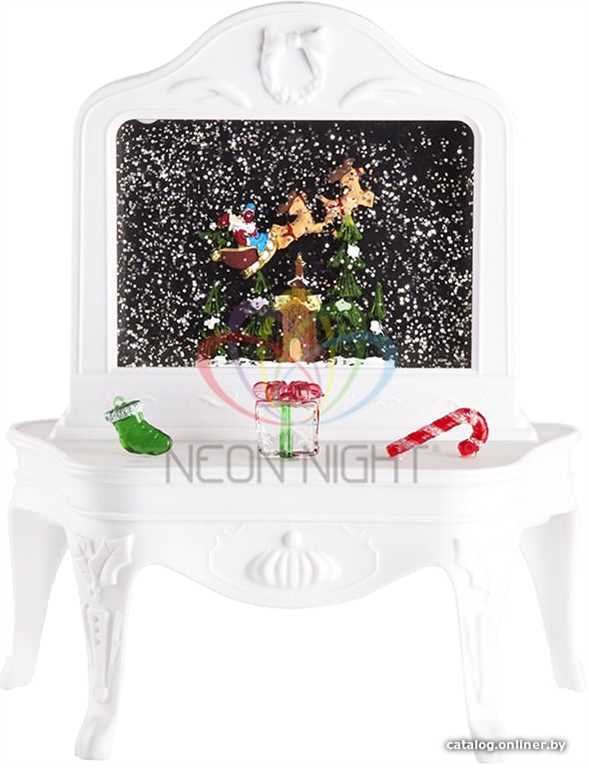 Декоративный светильник Столик с эффектом снегопада, подсветкой и новог