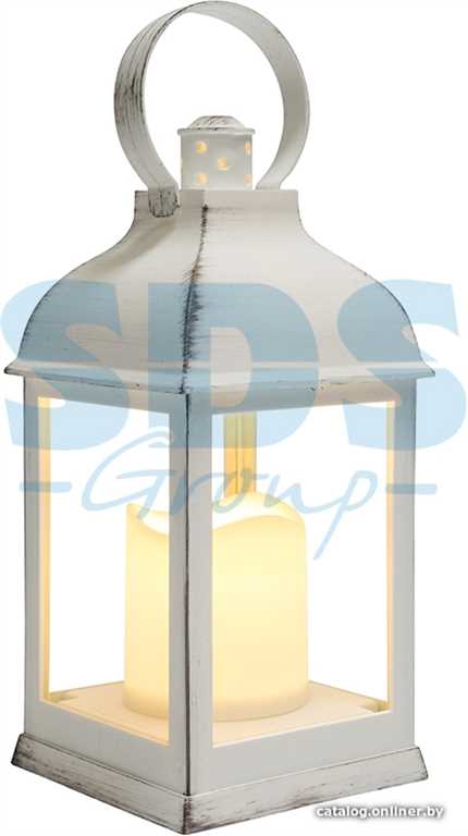 Декоративный фонарь со свечкой, белый корпус, размер 10.5х10.5х22,35 см