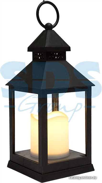 Декоративный фонарь со свечкой, черный корпус, размер 10.5х10.5х24 см,