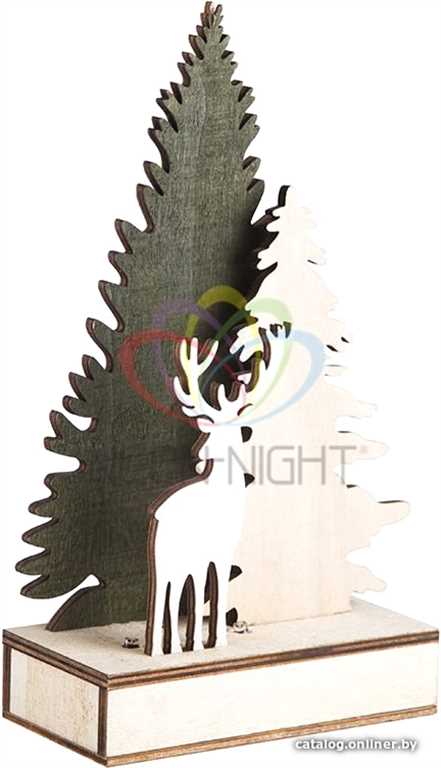 Деревянная фигурка с подсветкой Елочка с оленем 12-6-21,5 см