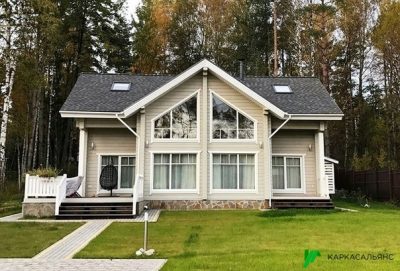 Каркасный Дом 11.7х7.5 м из бруса проект Лапландия