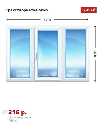 Трехстворчатое окно 1750х1400 KBE Эксперт 76 дешево