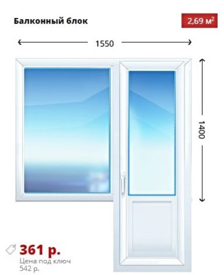 Балконный блок 1550х1400 KBE Эксперт 76 дешево