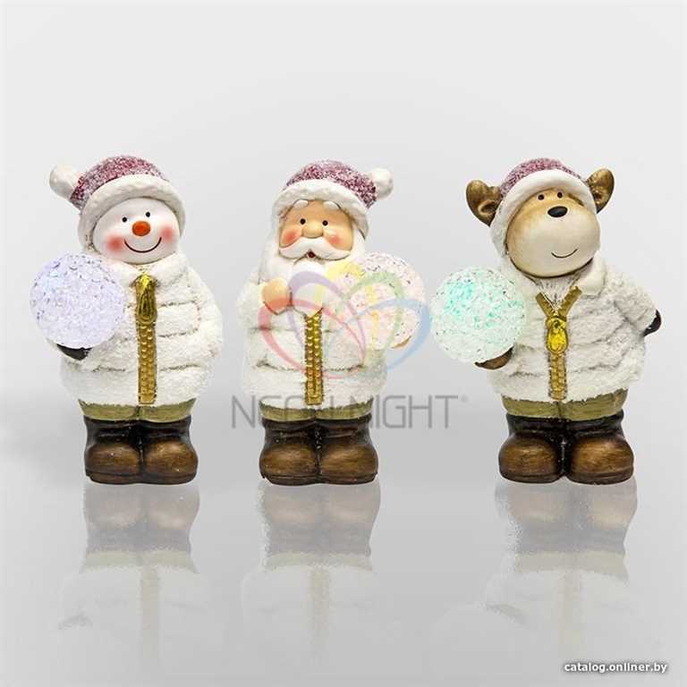 Керамическая фигурка Дед Мороз, Снеговик и Олененок 10-9-13 см
