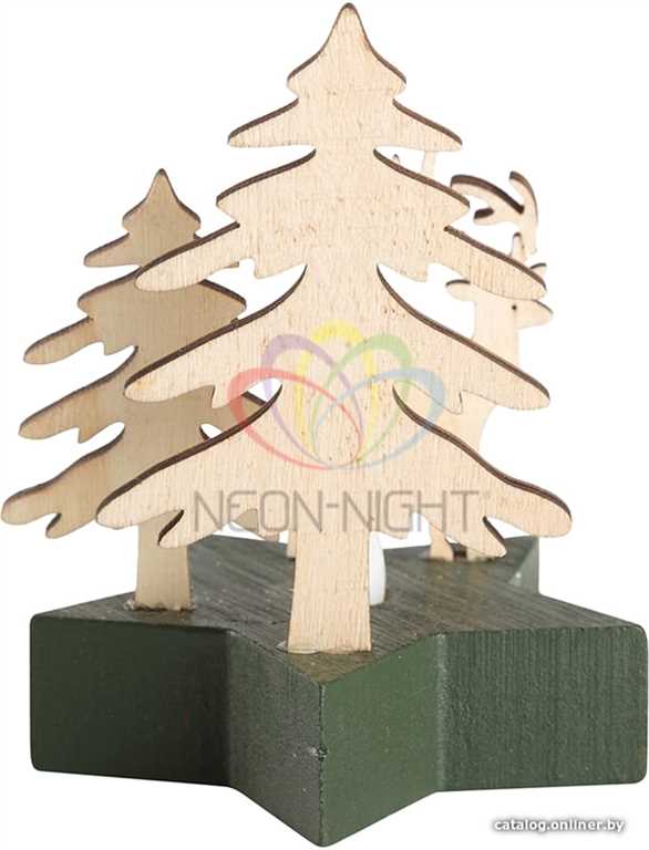Деревянная фигурка с подсветкой Олень в лесу 9-8-10 см