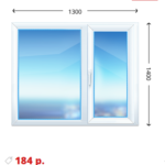 Двухстворчатое окно 1300х1400 KBE Эксперт70 дешево
