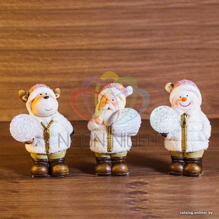 Керамическая фигурка Дед Мороз, Снеговик и Олененок 10-9-13 см