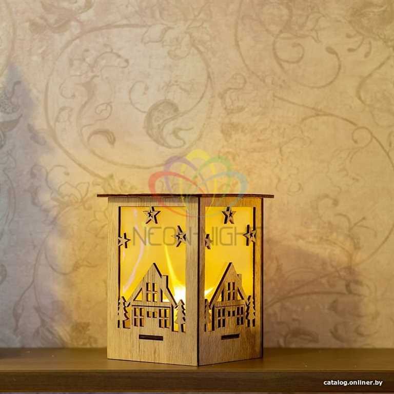 Деревянная фигурка с подсветкой Волшебный фонарик 13,8-11-11