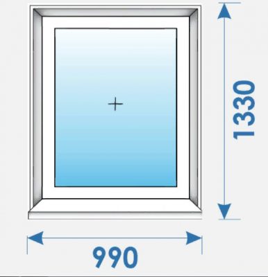 Окно Пвх 990 х1330 дешево профиль Kbe 70