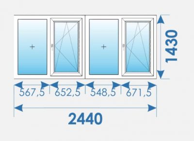Окна Пвх 2440х1430 дешево профиль Salamander № 11