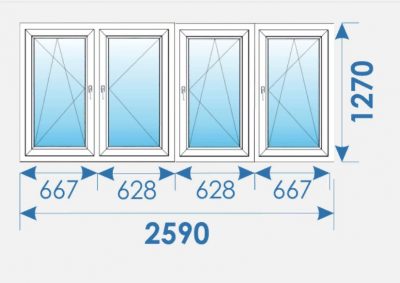 Окна Пвх 2590х1270 дешево профиль Salamander № 15