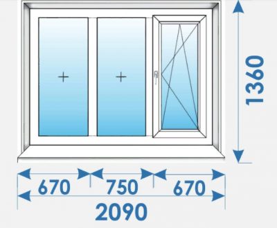 Окно Пвх 2090х1360 дешево профиль Wds № 1