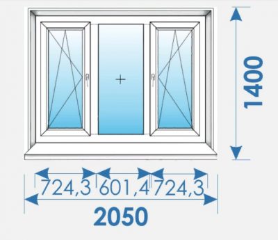 Окно Пвх 2050х1400 недорого профиль Brugmann.