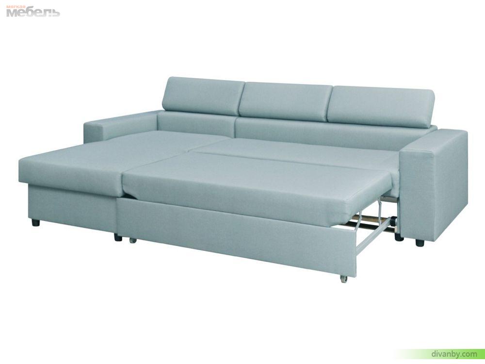 Угловой диван с ящиком для спальных принадлежностей